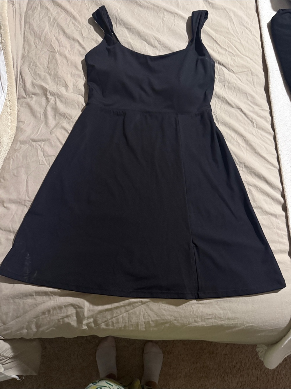 ALO Yoga Black Square-Neck Mini Dress